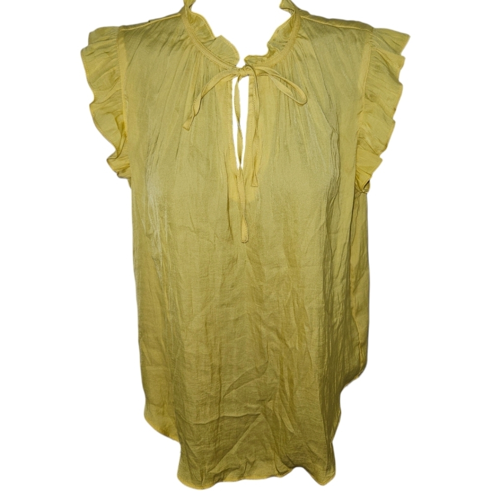 NWT RACHEL Rachel Roy Ruffled Peep V-Neck Tie Sleeveless Top